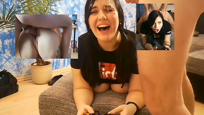 German gamer girl gets her asshole closeup during intense sex session