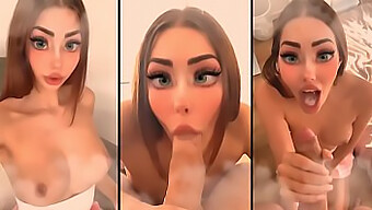 Chica alemana de ahegao recibe una mamada profunda y se traga semen