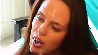 Queeny Love'S Facial Swallow In Homemade Video