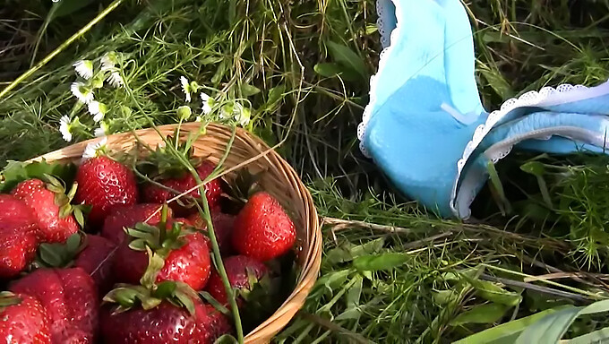 Outdoor fun with a strawberry-loving cutie