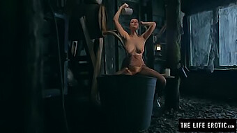 A Solo Female With Big Nipples Indulging In Intense Masturbation In A Dilapidated Dwelling