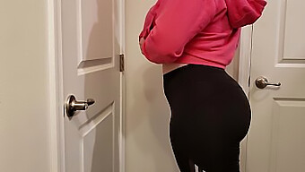 Curvy Woman Showcases Her Assets In Yoga Pants And Lingerie