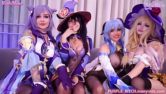 Purple-Haired Vixen Joins Group Anal Action